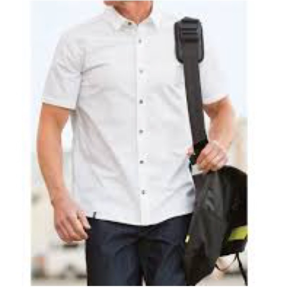 QOR Kit Button Up White Oxford Short Sleeve Shirt Large QORKIT